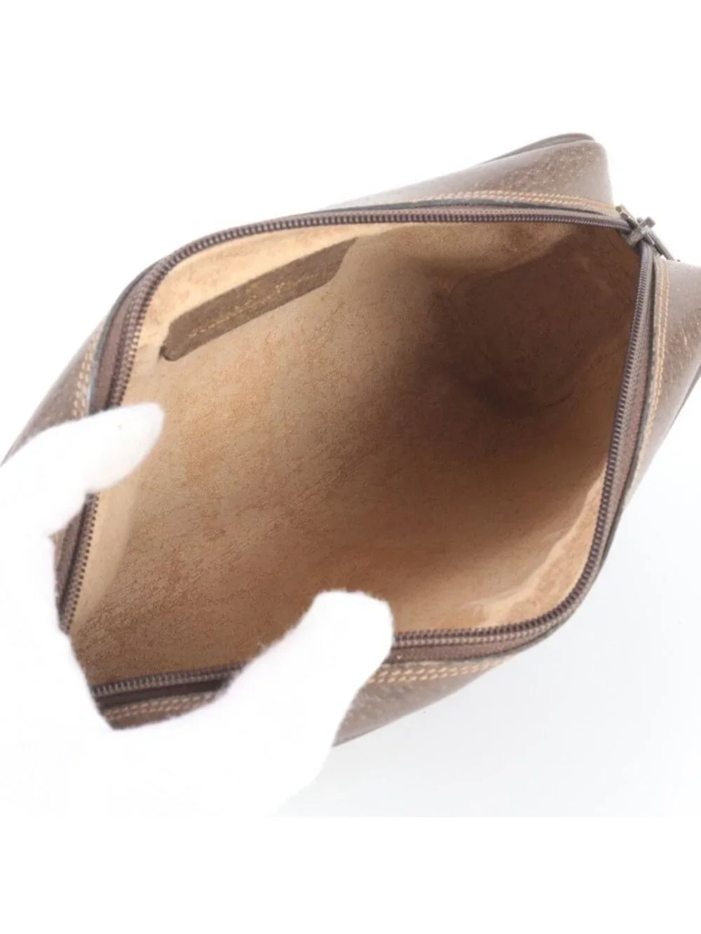 Gucci GG Supreme Sherry Line Leather Clutch Pouch Business